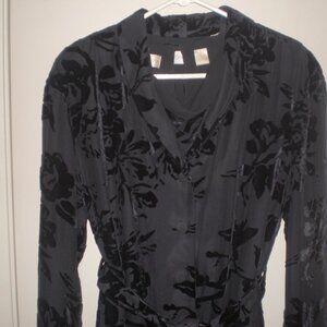 Women's Vintage Dana Buchman 2 pc Black Burnout Velvet Jacket& Shell Size 8